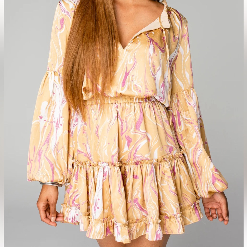 Buddy Love Yellow Marble Print Maxi Dress